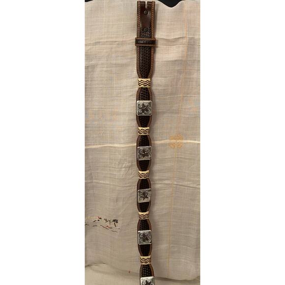 Ranger Belt Co Western/Cowboy Leather Belt Sz 34 Genuine Handtooled Leather - Picture 2 of 10